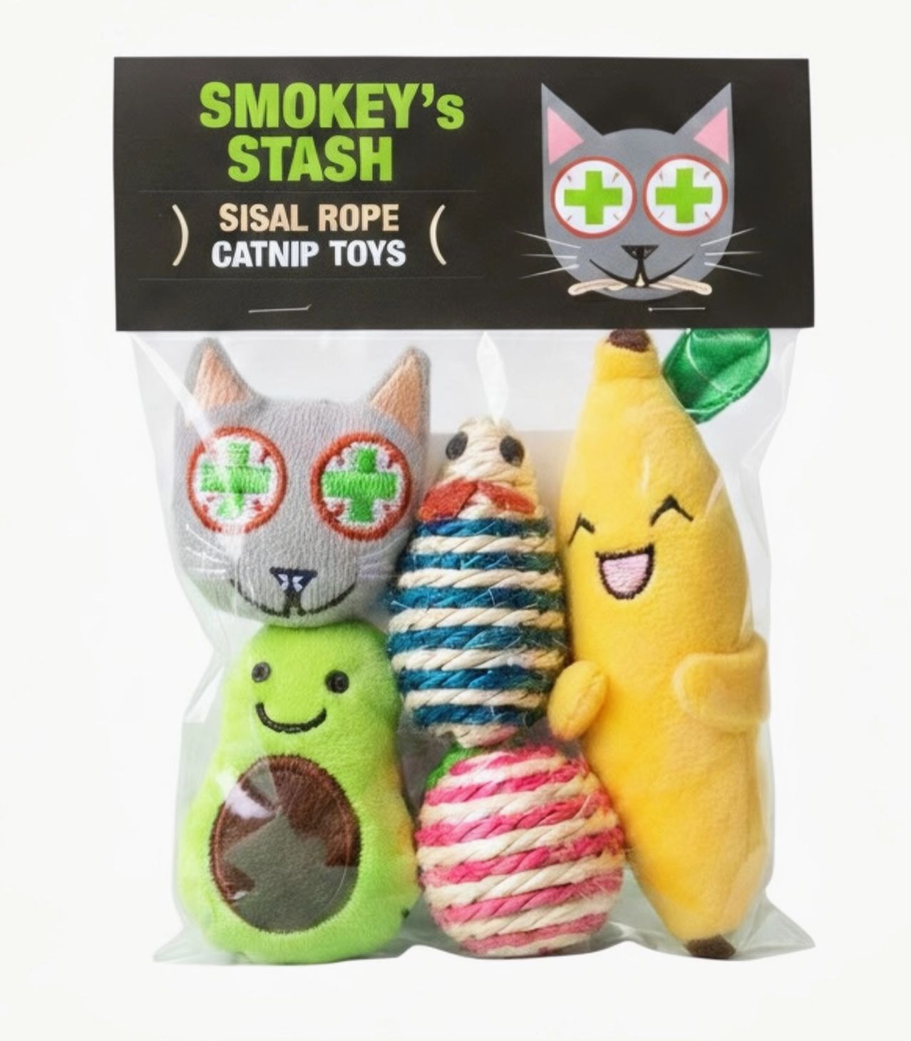Smokey's Stash Catnip and Sisal Rope Cat Toys - 6 Pack