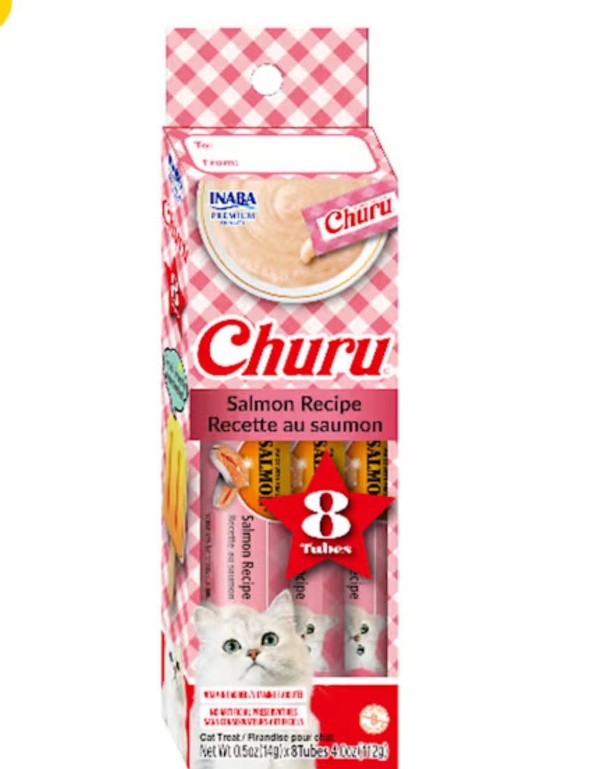 Inaba Churu Tuna &amp; Salmon Recipe Puree Holiday Treat Box -8 Pack