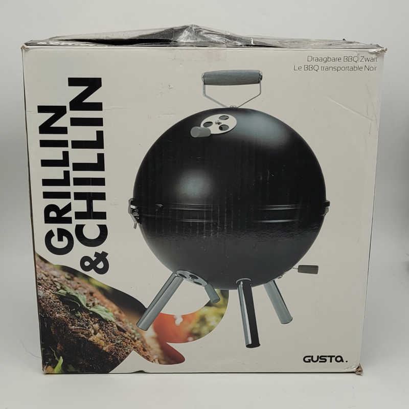 Gusta Grillin&#39; &amp;amp; Chillin&#39; - Barbecue - Tafelmodel - Houtskool - Zwart - ø30,5x40cm