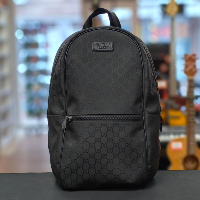 Gucci Nylon GG Guccissima Black Slim Backpack Travel Bag - In Nette Staat