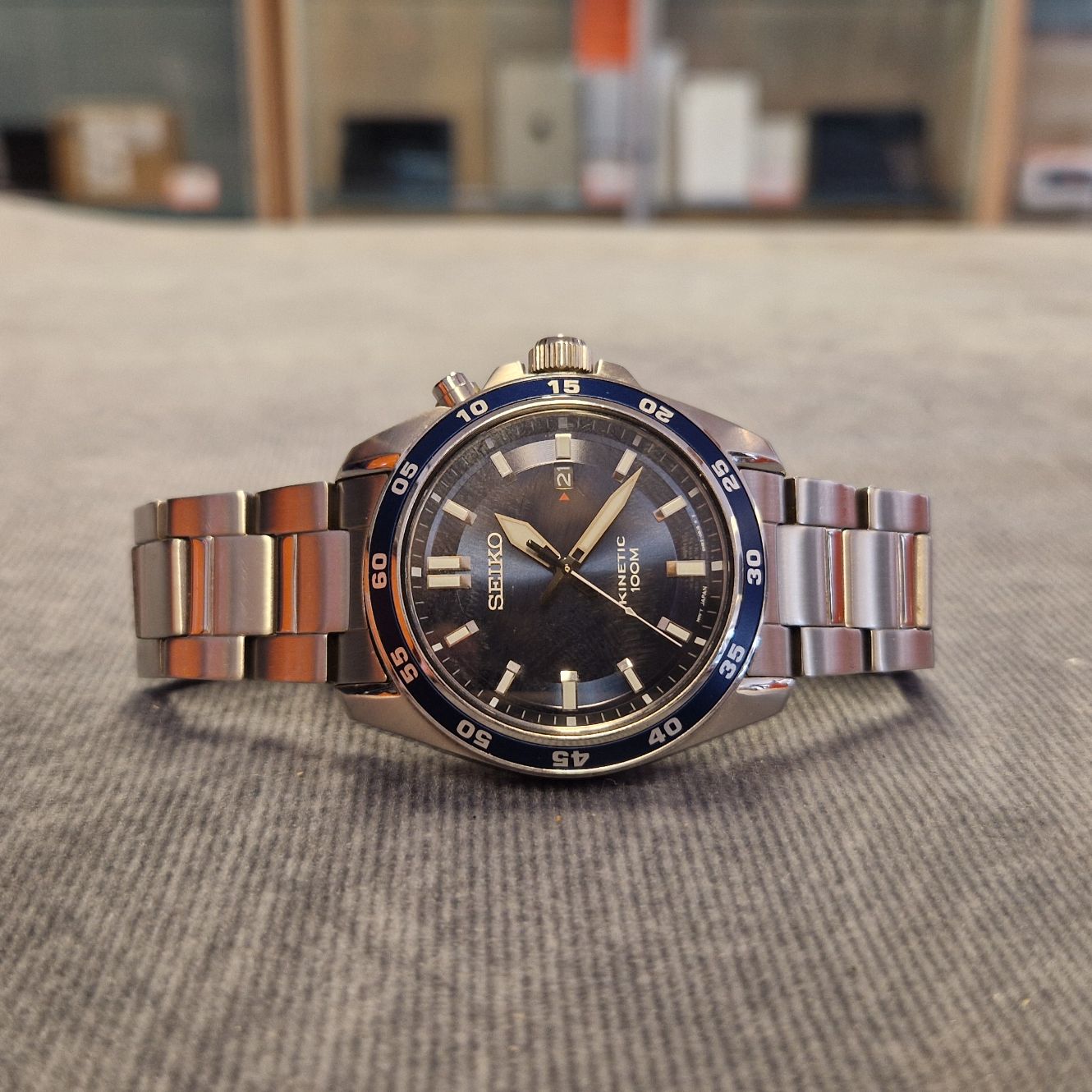 Seiko Kaliber 5M82 Kenetic Heren Horloge - In Nette Staat