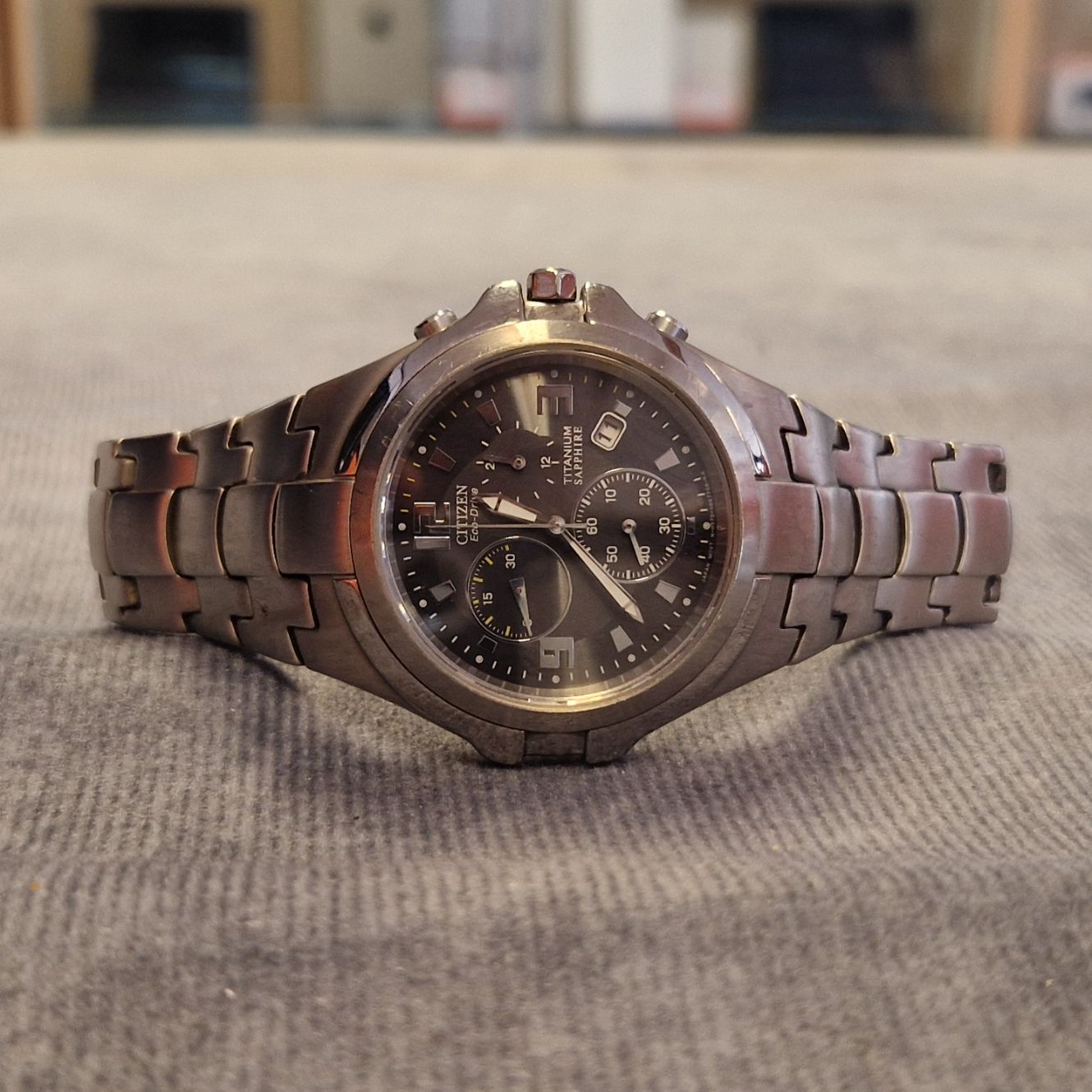 Citizen Eco-Drive Titanium Sapphire Heren Horloge - In Nette Staat