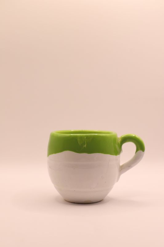 keramische mok - Groen/Wit