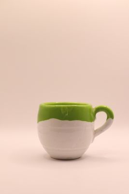 keramische mok - Groen/Wit