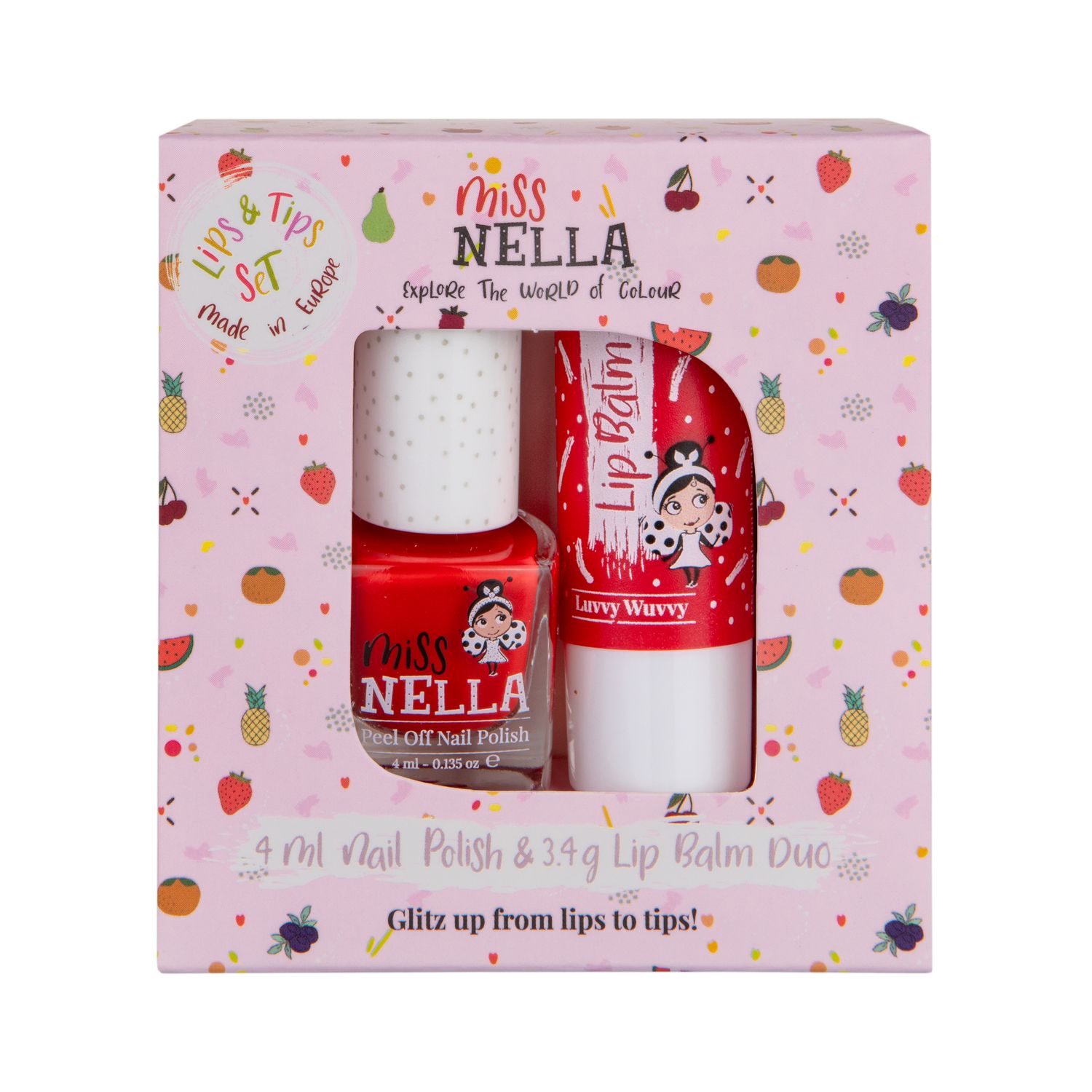Miss Nella duopack nagellak + lip balm &quot;Luvvy Wuvvy&quot;