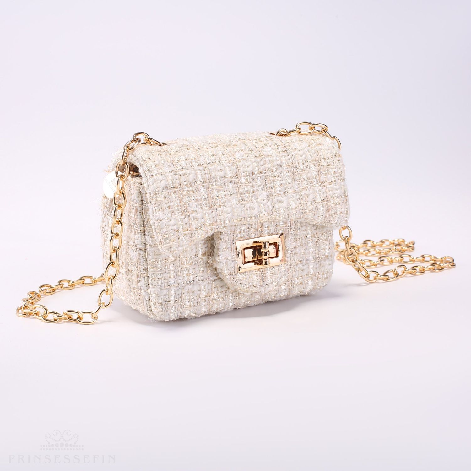 Prinsessefin handtasje klein Isadora &quot;Antique White&quot;