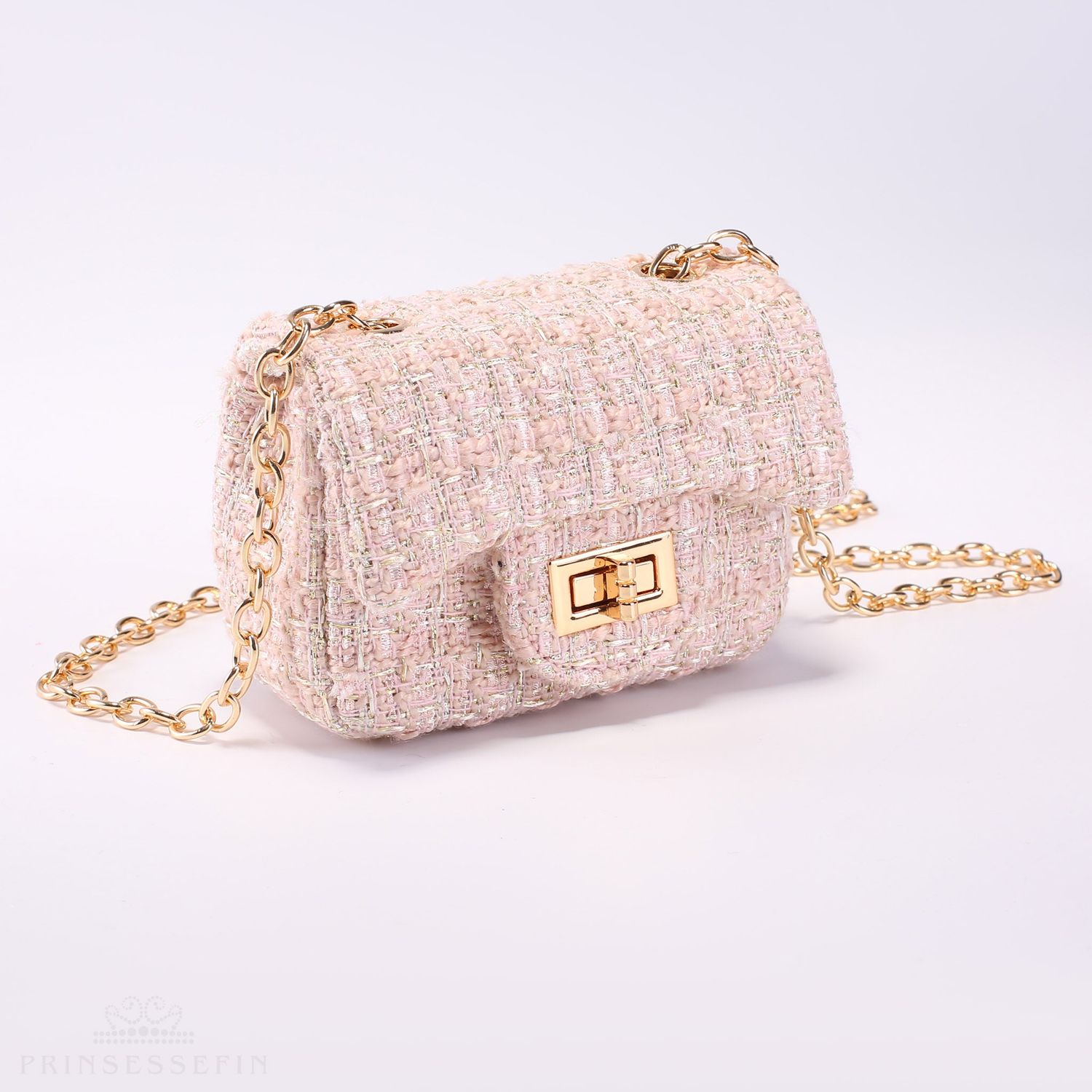 Prinsessefin handtasje klein Isadora  &quot;Tweed pink&quot;