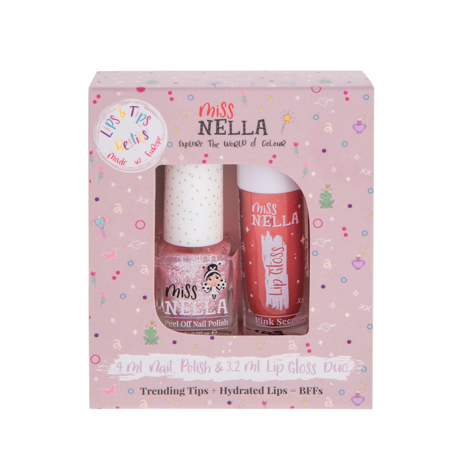 Miss Nella nagellak + lip gloss "Pink Secret" set