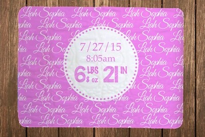 Solid Baby Girl Blanket with Birth details , Personalized Baby Blankets, Personalized Baby Blanket, Baby Blanket with Name, Baby Shower Gifts, Blanket with Name Baby Shower, Baby Shower