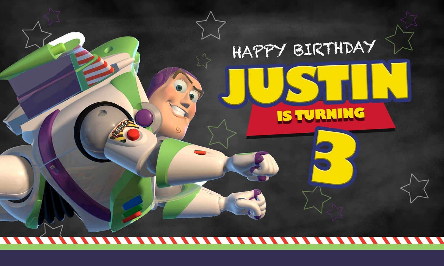 Custom Buzz Lightyear Birthday Banner