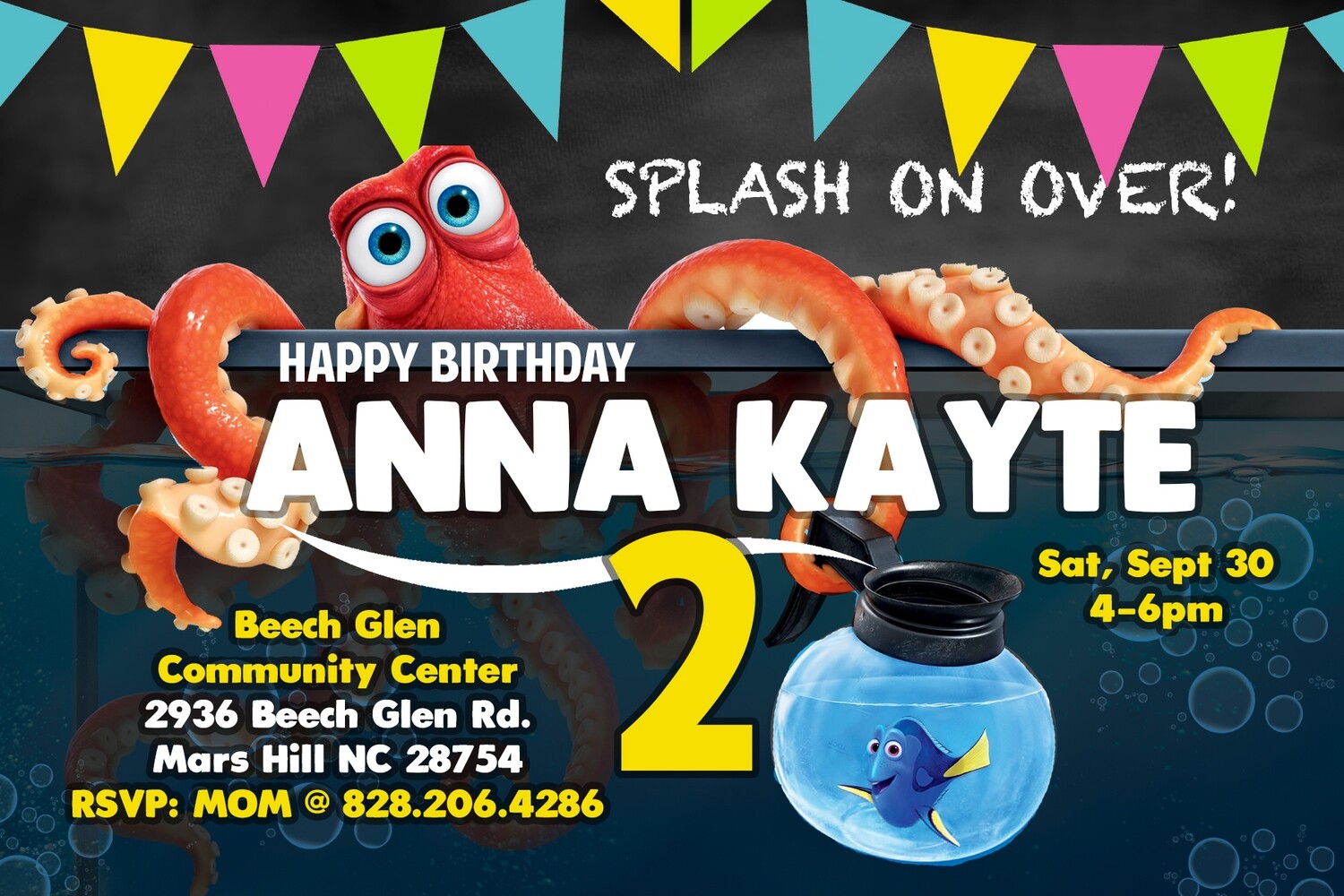 Custom Finding Dory Birthday Banner