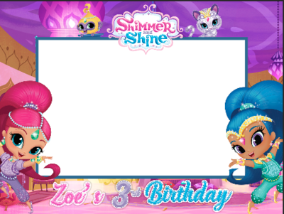 SHIMMER &amp; SHINE DIY BIRTHDAY PARTY FRAME STICKER