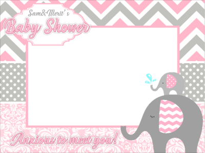 PINK ELEPHANTS BABY SHOWER DIY PARTY FRAME STICKER