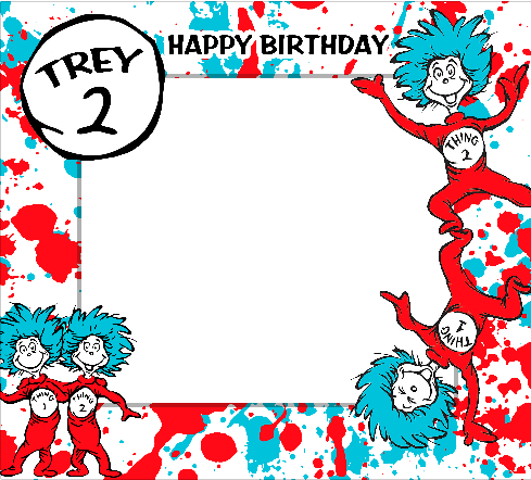 DR. SEUSS THING ONE THING TWO DIY BIRTHDAY PARTY FRAME STICKER