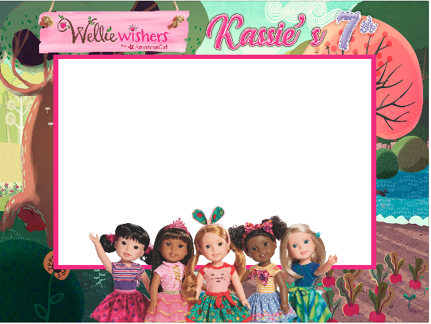 AMERICAN GIRL DOLL WELLIE WISHERS DIY BIRTHDAY PARTY FRAME STICKER