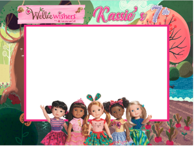 AMERICAN GIRL DOLL WELLIE WISHERS DIY BIRTHDAY PARTY FRAME STICKER