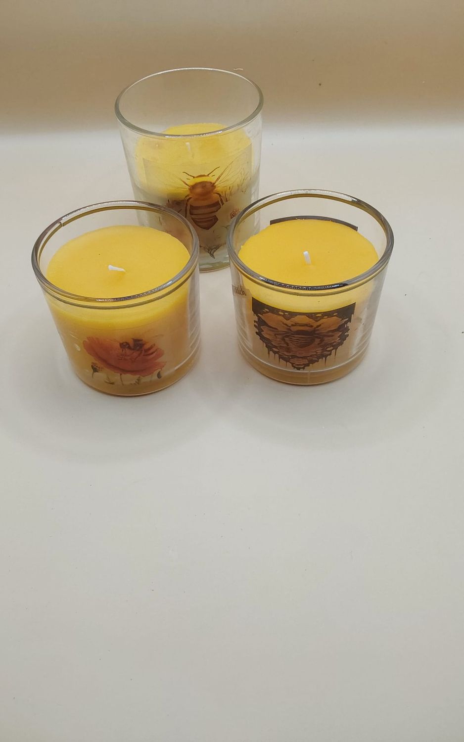 B3.2 / kleine Bienenwachs- Kerzengläser