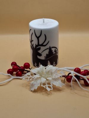 WW winterliche Stumpenkerze flach