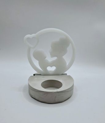 🌸🕯️ Teelichthalter aus Gips mit Epoxidharz‑Ornament – Liebevolles Muttertagsgeschenk