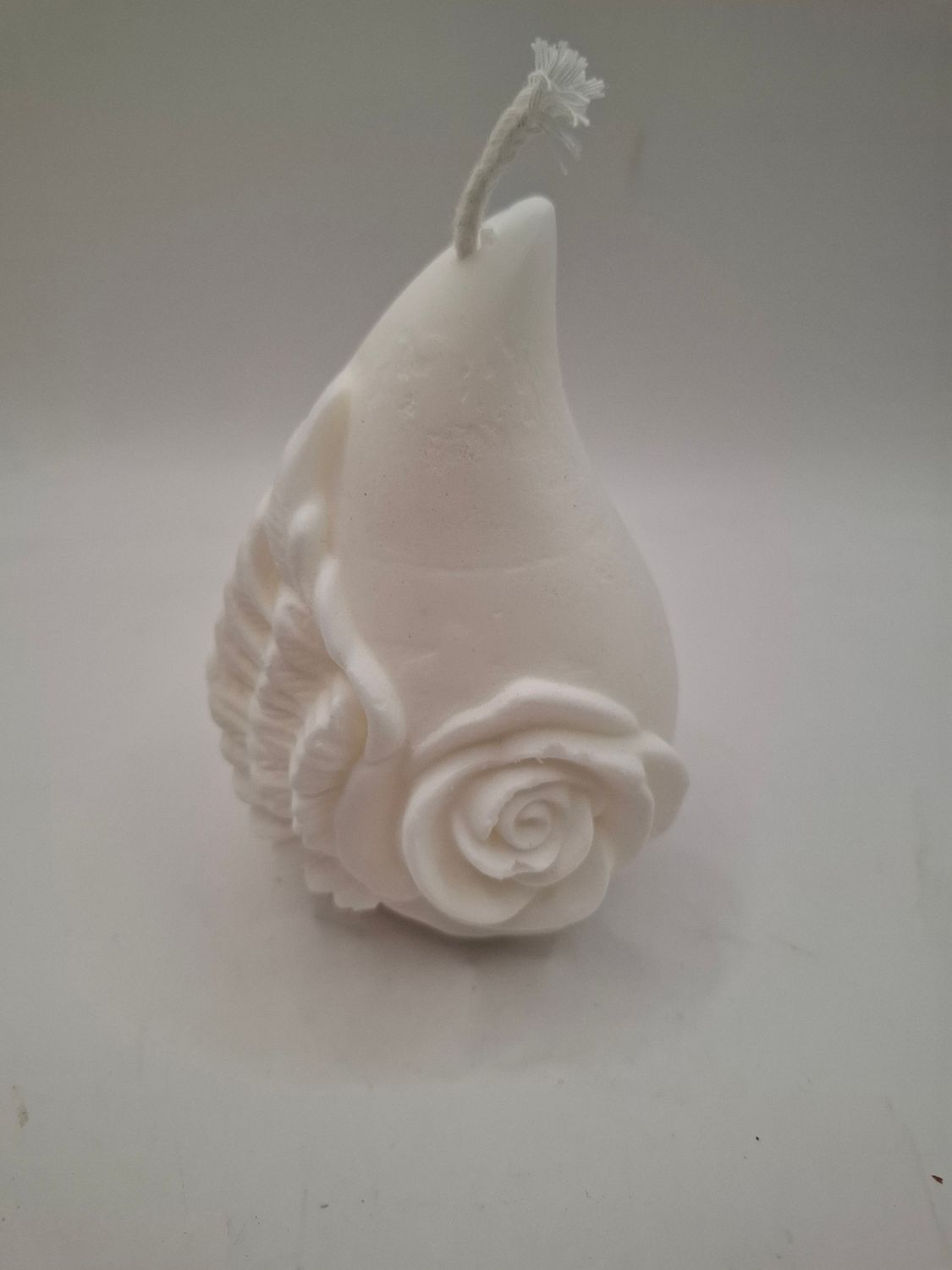 WW wunderschöne Kerze mit Engelsflügel und Rosenblüte