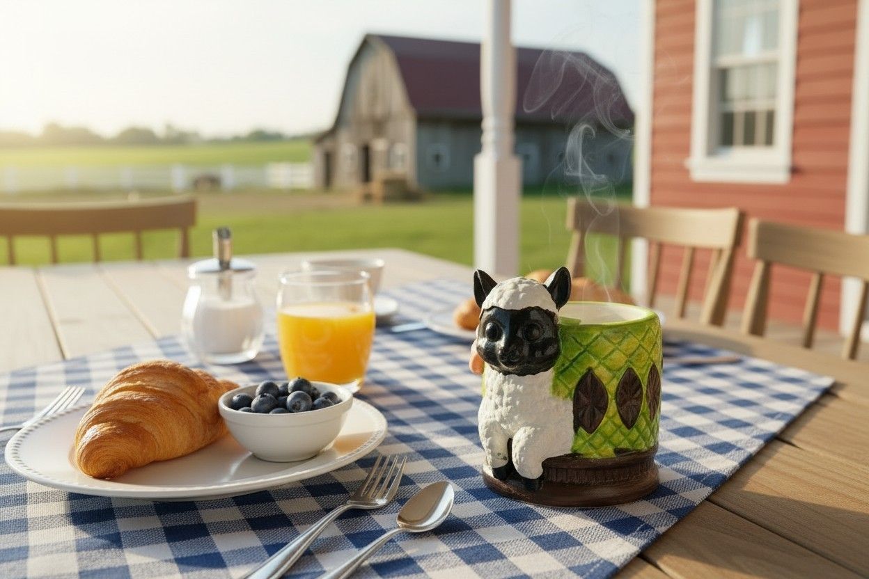 Schaf aus Gips mit Gefäß für Blumen &amp; Deko