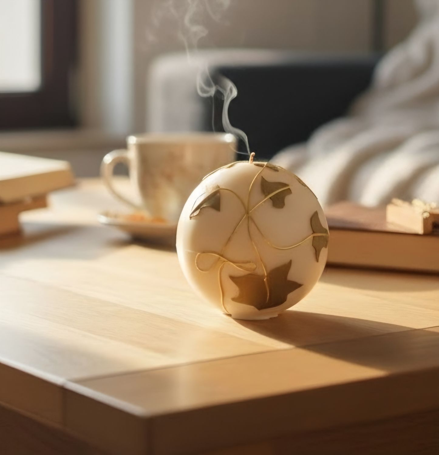 Wunderschöne Kugelkerze mit edler Deko – stilvolles Highlight für jede Wohn‑ und Festdekoration