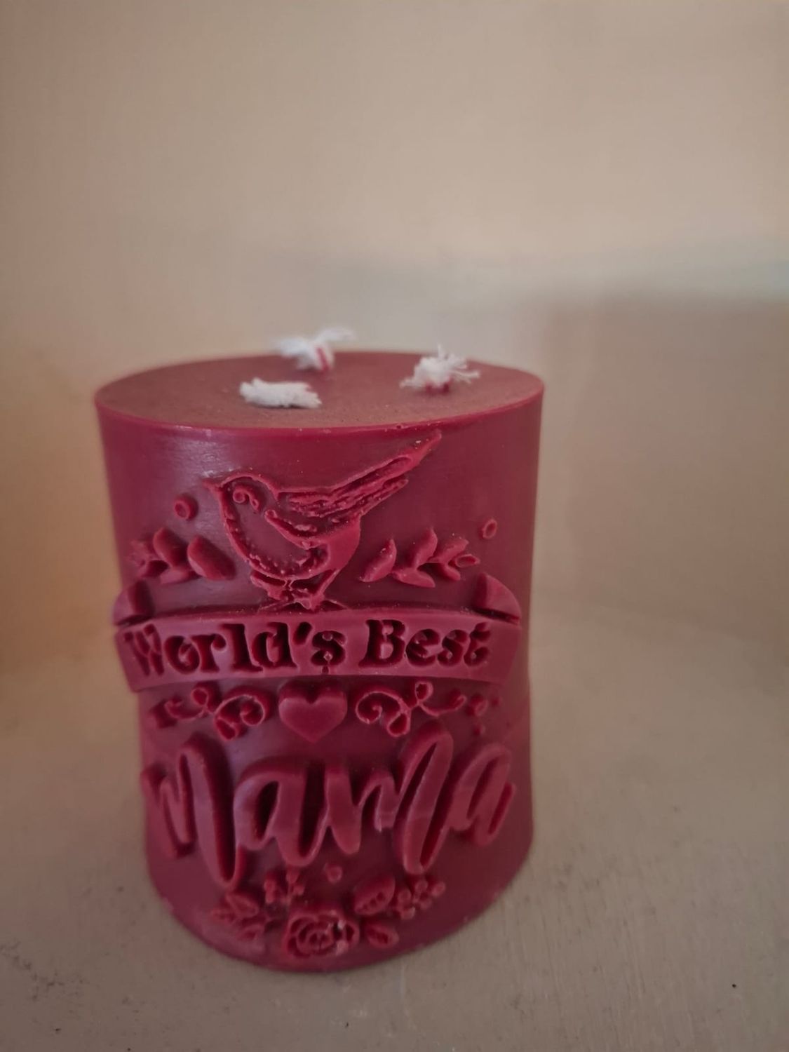Mittlere 3‑Docht‑Kerze „Beste Mama der Welt“