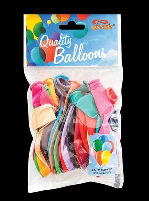 Fantasia 12&quot; round assorted balloons (20 bag)