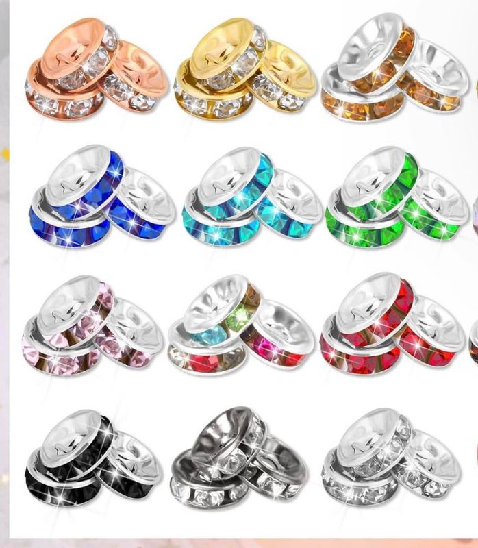 Mixed Rhinestone Spacers 8MM