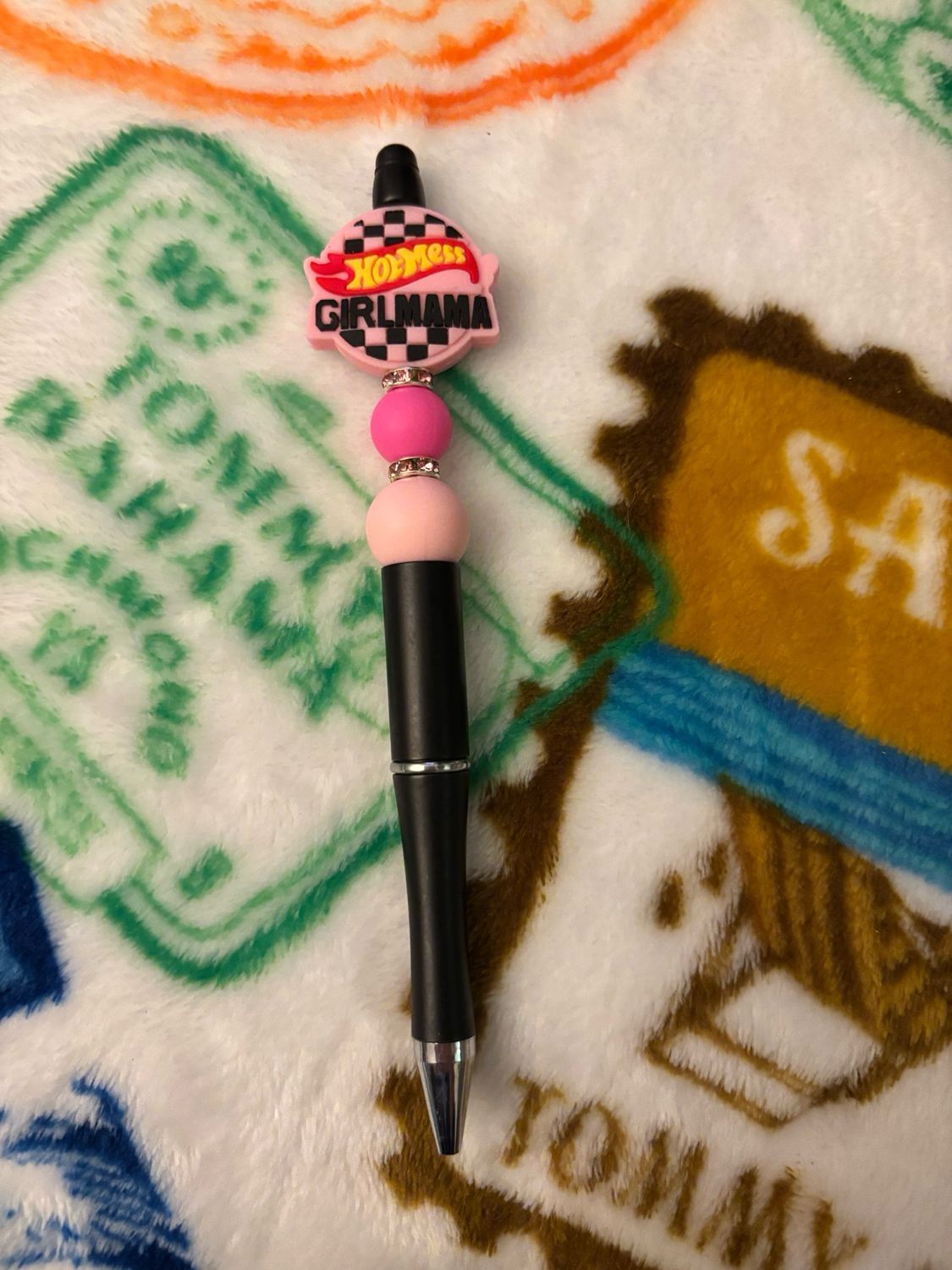 Hot Mess Girl Mama beaded pens