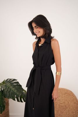 The Black Cabana Linen Dress