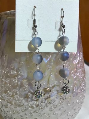 Blue Frosted Rhinestone Earrings