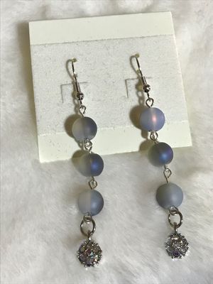 Blue Frosted Rhinestone Earrings