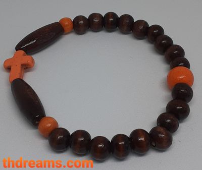 Mahogany Beaded Cross Stretch Bracelet