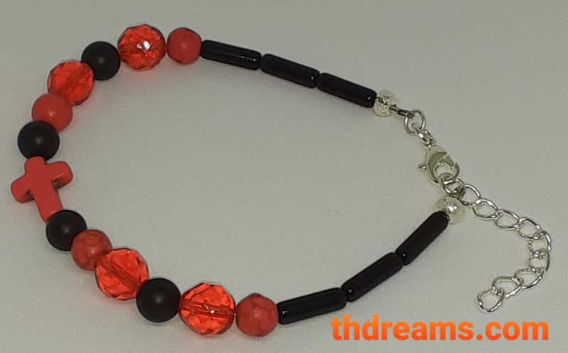 Carrot Magnesite Cross Adjustable Clasp Bracelet