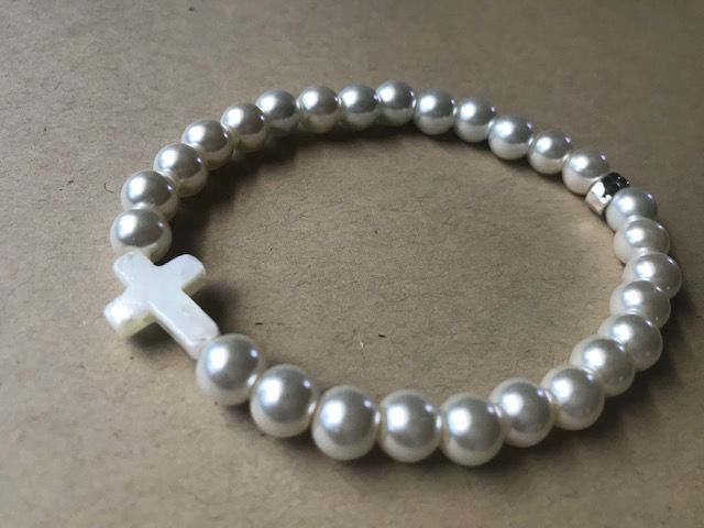 White Cross Stretch Bracelet