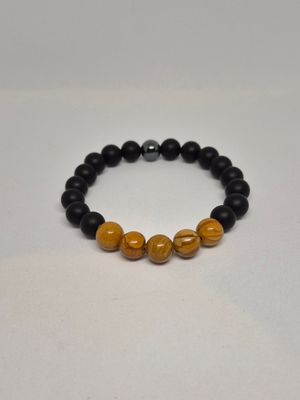 Treehouse Dreams Set of 4 Meditation Gemstone Stretch Bracelets – Picture Jasper, Matte Onyx, Hematite, Lemon Jade &amp; Mookaite Jasper