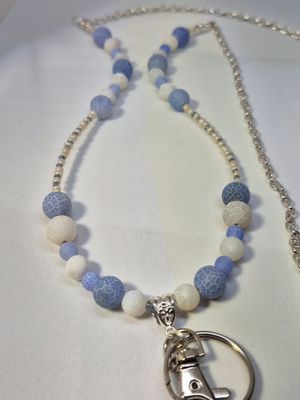 Tiger Skin Jasper Fire Polished Bead Lanyard – Adjustable Hemp Cord with Keyring &amp; Clasp