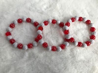 Candy Cane Kids Holiday Stretch Bracelet – Red, White &amp; Clear Festive Fun