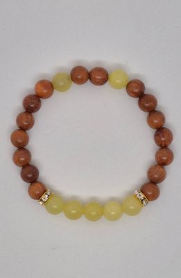 Lemon Jade &amp; Sandalwood Stretch Bracelet – Radiance, Renewal, and Inner Harmony