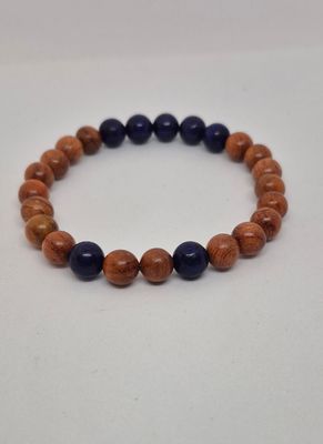 Sodalite &amp; Sandalwood Stretch Bracelet – Clarity, Calm, and Chakra Balance