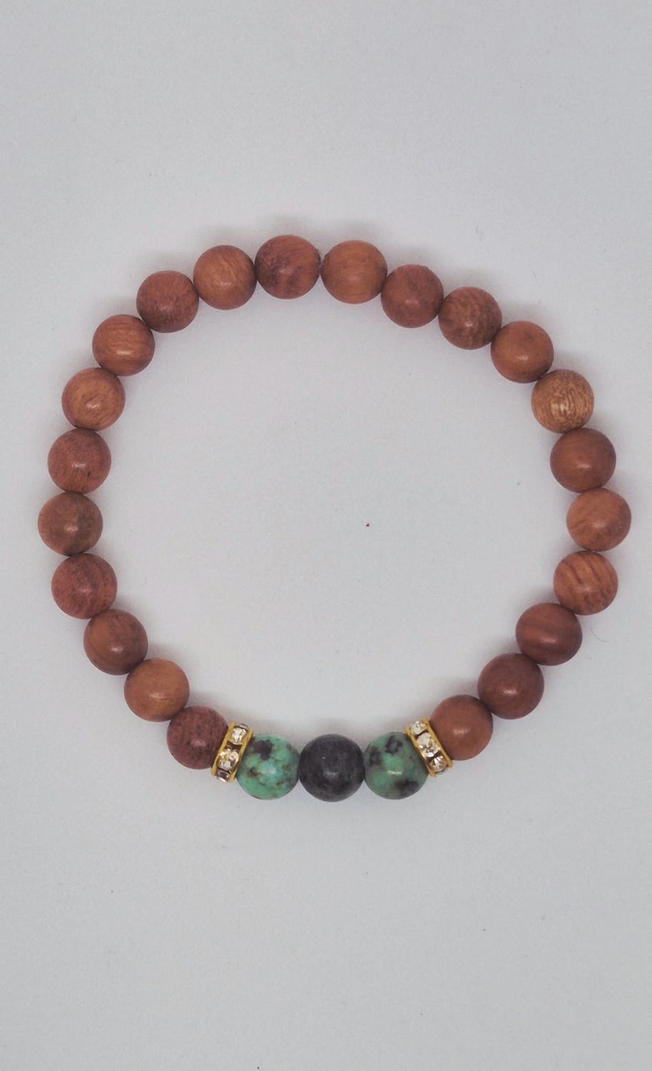 African Turquoise &amp; Sandalwood Stretch Bracelet – Embrace Growth and Transformation