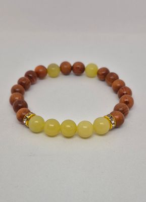 Lemon Jade &amp; Sandalwood Stretch Bracelet – Radiance, Renewal, and Inner Harmony