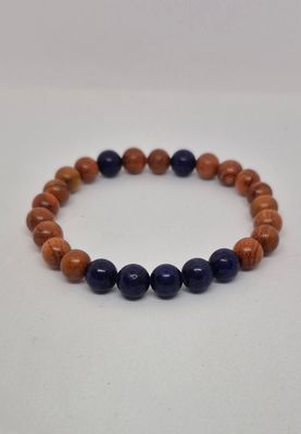 Sodalite &amp; Sandalwood Stretch Bracelet – Clarity, Calm, and Chakra Balance