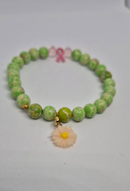 Unique Cancer Awareness Stretch Bracelet – Flowered Accent for Strength &amp; Hope