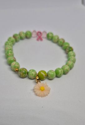 Unique Cancer Awareness Stretch Bracelet – Flowered Accent for Strength &amp; Hope