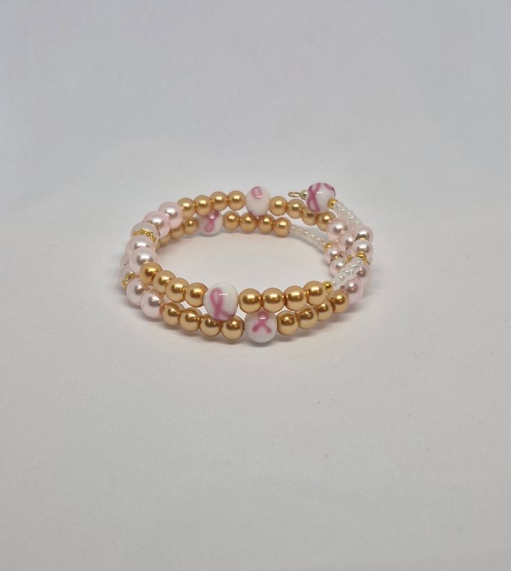 Breast Cancer Awareness Memory Wire Bracelet – Strength &amp; Hope