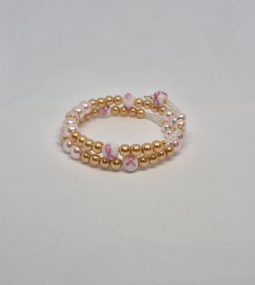 Breast Cancer Awareness Memory Wire Bracelet – Strength &amp; Hope