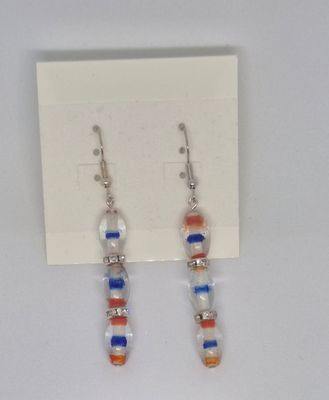 Red, White &amp; Blue Bracelet + Earrings Set – Handmade Indian Glass Beads