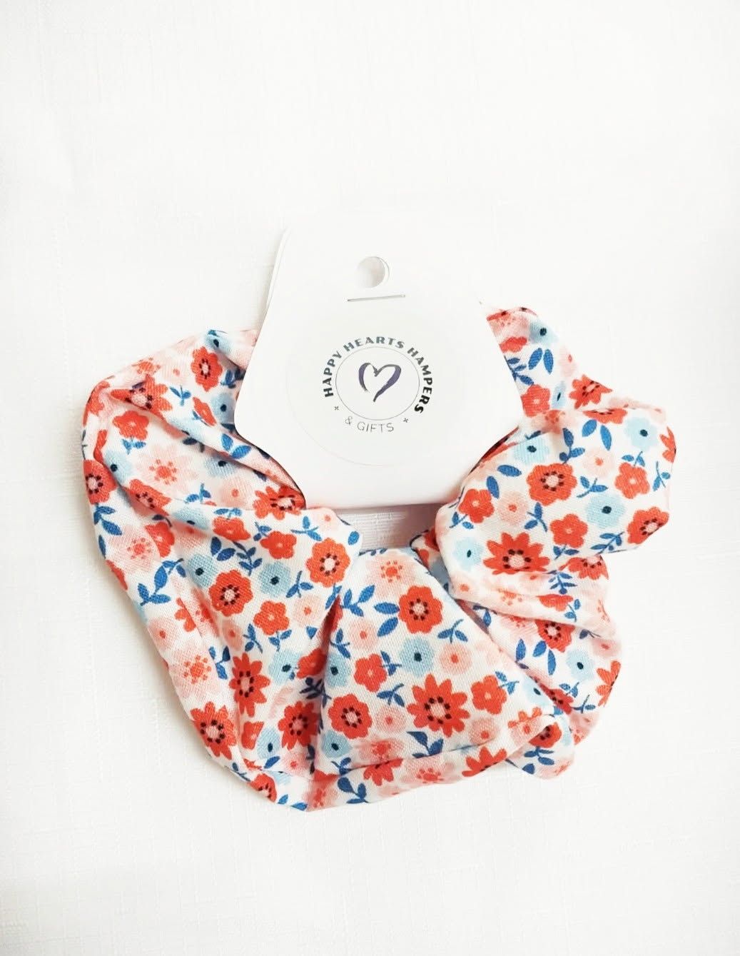 Scrunchie - Red &amp; Blue Flowers